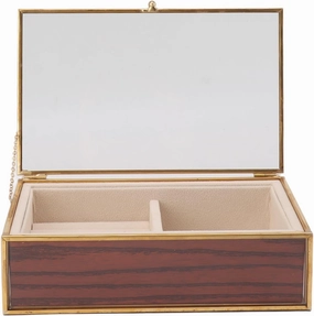Minimalist Jewelry Box with Transparent Glass Lid, Soft Fleece Lining, Gold Frame, Portable Travel Jewlery Case Organizer for Earrings Rings Watches