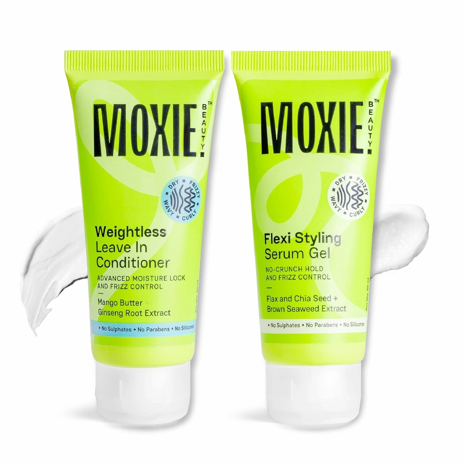 Mo..xie Wavy Vibe Setter Travel Duo – Leave-In Conditioner & Styling Serum Gel (2 x 50ml) | Enhances Natural Waves | 94% Moisture Retention | Frizz Control for Dry, Wavy Hair , Haircare Set