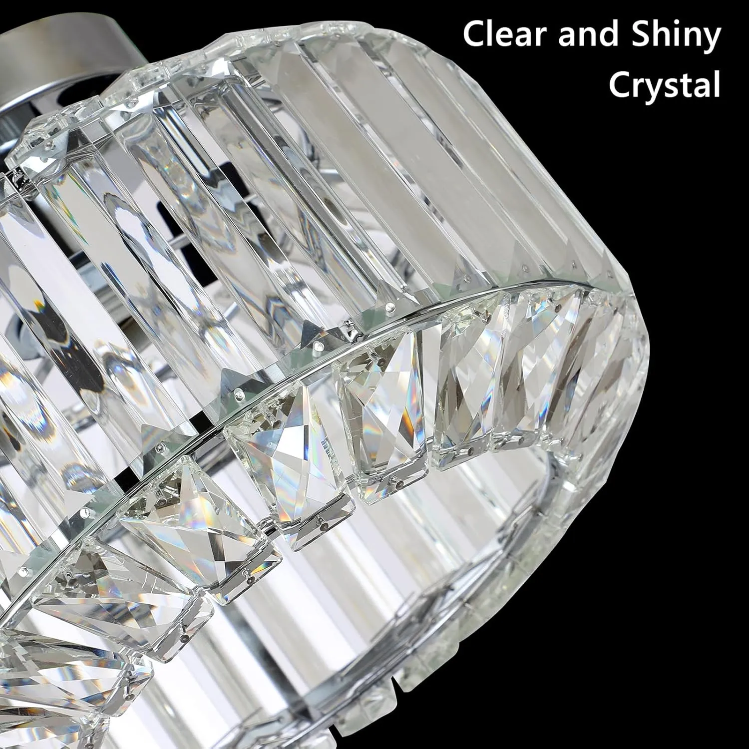 Modern Flush Mount Ceiling Light Fixture - Small Crystal Chandeliers Ceiling Mount, Bedroom Lights for Ceiling, Hallway Lighting Fixtures Ceiling for Bathroom, Dining Room (Chrome)