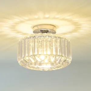 Modern Flush Mount Ceiling Light Fixture - Small Crystal Chandeliers Ceiling Mount, Bedroom Lights for Ceiling, Hallway Lighting Fixtures Ceiling for Bathroom, Dining Room (Chrome)