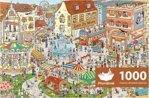 MOMIBOOK Puzzles for Adults 1000 Piece Jigsaw Puzzles of Vintage Village Town, Painting Image Difficult Challenging Hard Impossible Puzzle, Cute Funny Toys & Games Christmas Birthday Gifts