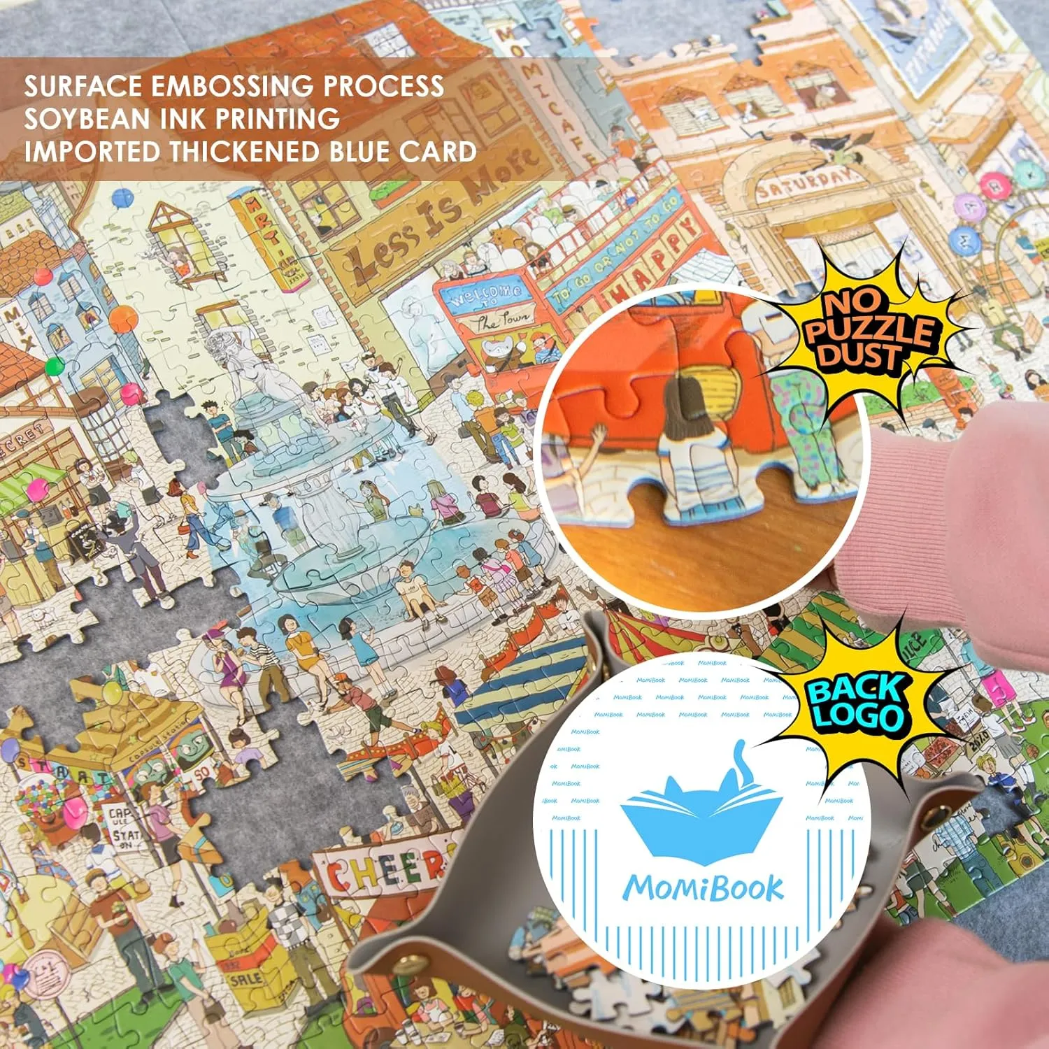 MOMIBOOK Puzzles for Adults 1000 Piece Jigsaw Puzzles of Vintage Village Town, Painting Image Difficult Challenging Hard Impossible Puzzle, Cute Funny Toys & Games Christmas Birthday Gifts