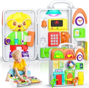 Montessori Busy Board for 1 Year Old Boy Toy, Birthday Gifts for 12-18 Month Old Boy Girl, Learning Toys for Toddlers 1-3, Toddler Gift for One Year Old Toy