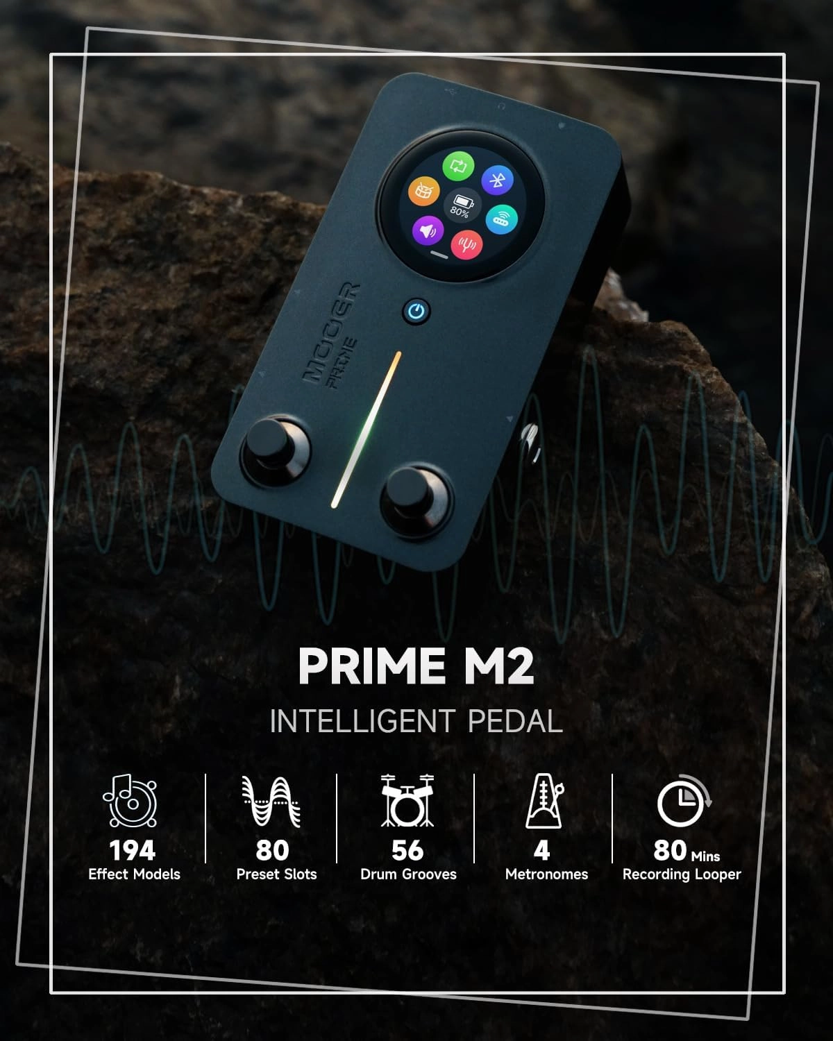 MOOER Prime M2 Multi Effects Processor, Stereo Bass Guitar Pedals with 194 Effect Models Loading MNRS and Third-party IR Sample Files Touch Screen for Performance Practice, Gray