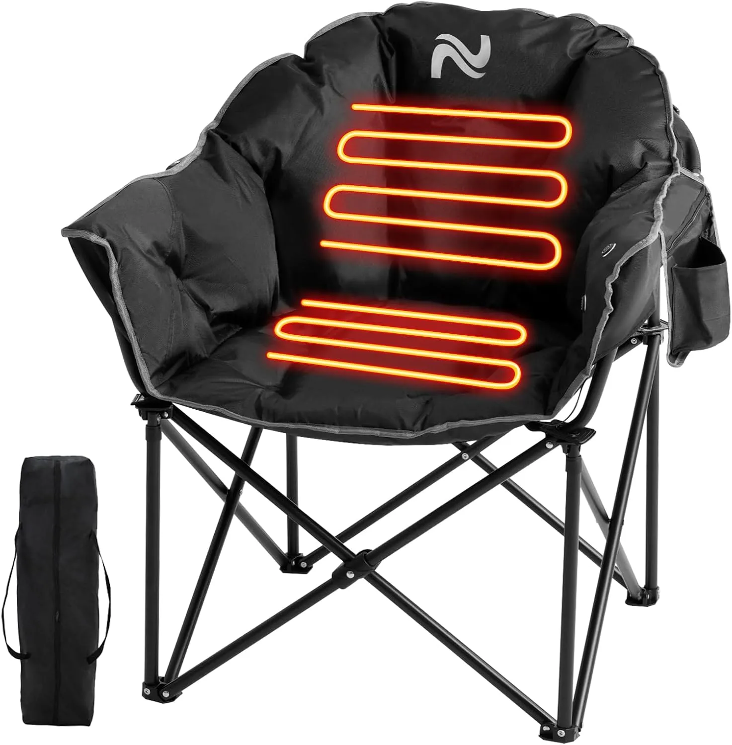 MOPHOTO Heated Camping Chair, Portable Heated Camping Chairs Outdoor, Padded Oversized Heated Folding Chairs Outdoor Sports, Heating Lawn Chair Patio Lounge Chairs for Adults