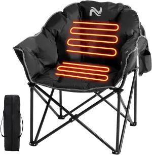 MOPHOTO Heated Camping Chair, Portable Heated Camping Chairs Outdoor, Padded Oversized Heated Folding Chairs Outdoor Sports, Heating Lawn Chair Patio Lounge Chairs for Adults