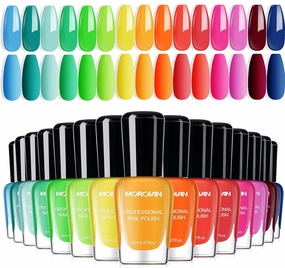 Morovan Neon Nail Polish Set: Rainbow Quick Dry 15 Vibrant Colors Fingernail Polish Regular Nail Polish Kit Finger Nail Polish Pack Spring Summer Gifts for Women