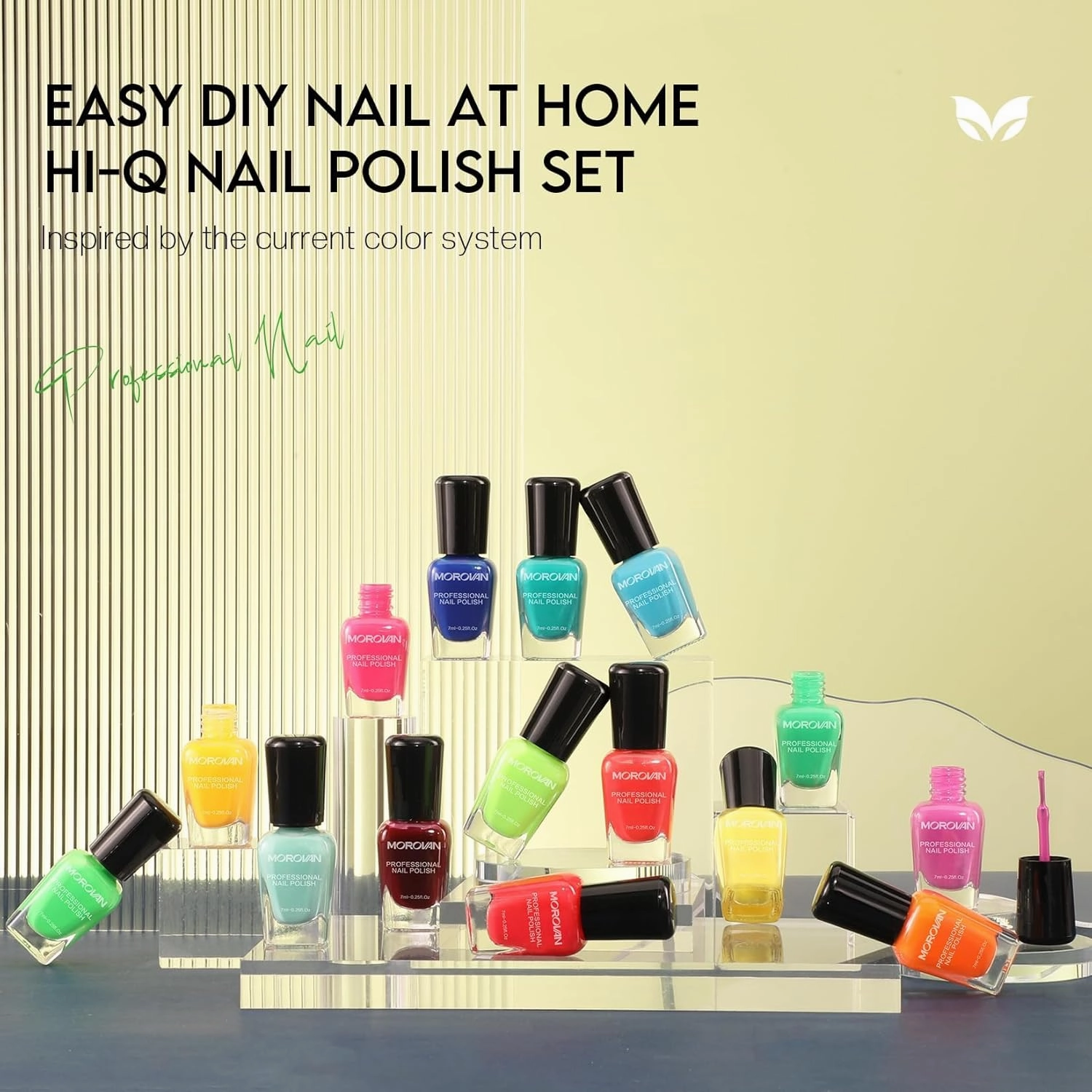 Morovan Neon Nail Polish Set: Rainbow Quick Dry 15 Vibrant Colors Fingernail Polish Regular Nail Polish Kit Finger Nail Polish Pack Spring Summer Gifts for Women