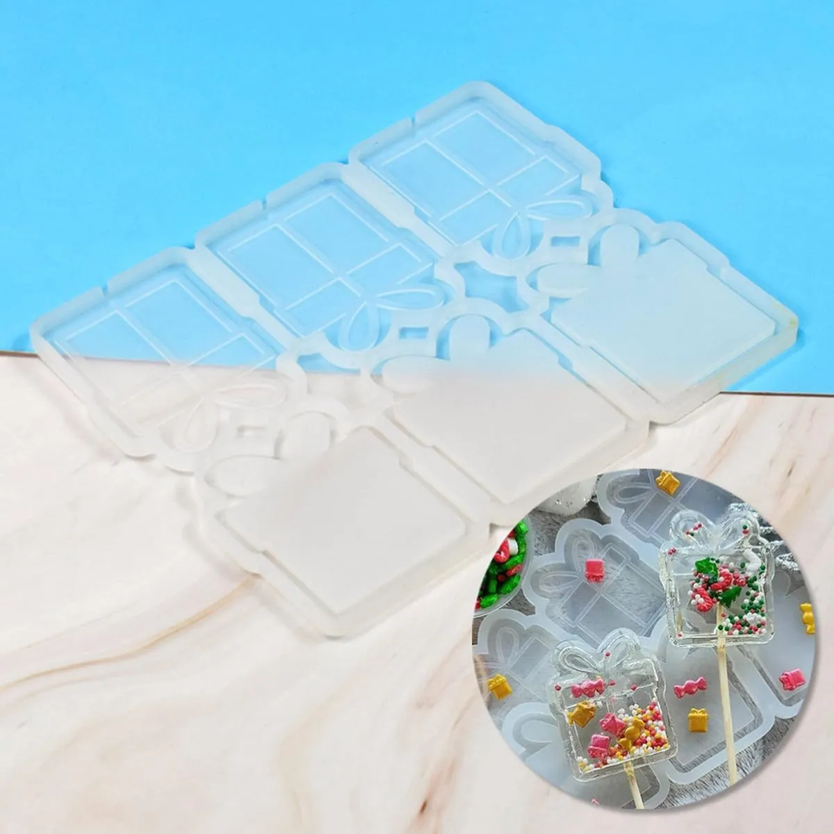mostsom Christmas Bag Design Epoxy Lollipop Mold Diy Craft Chocolate Silicone Mould Cake Decorating Tools Kitchen Fondant 2pcs (O_ Christmas Gift Bag)