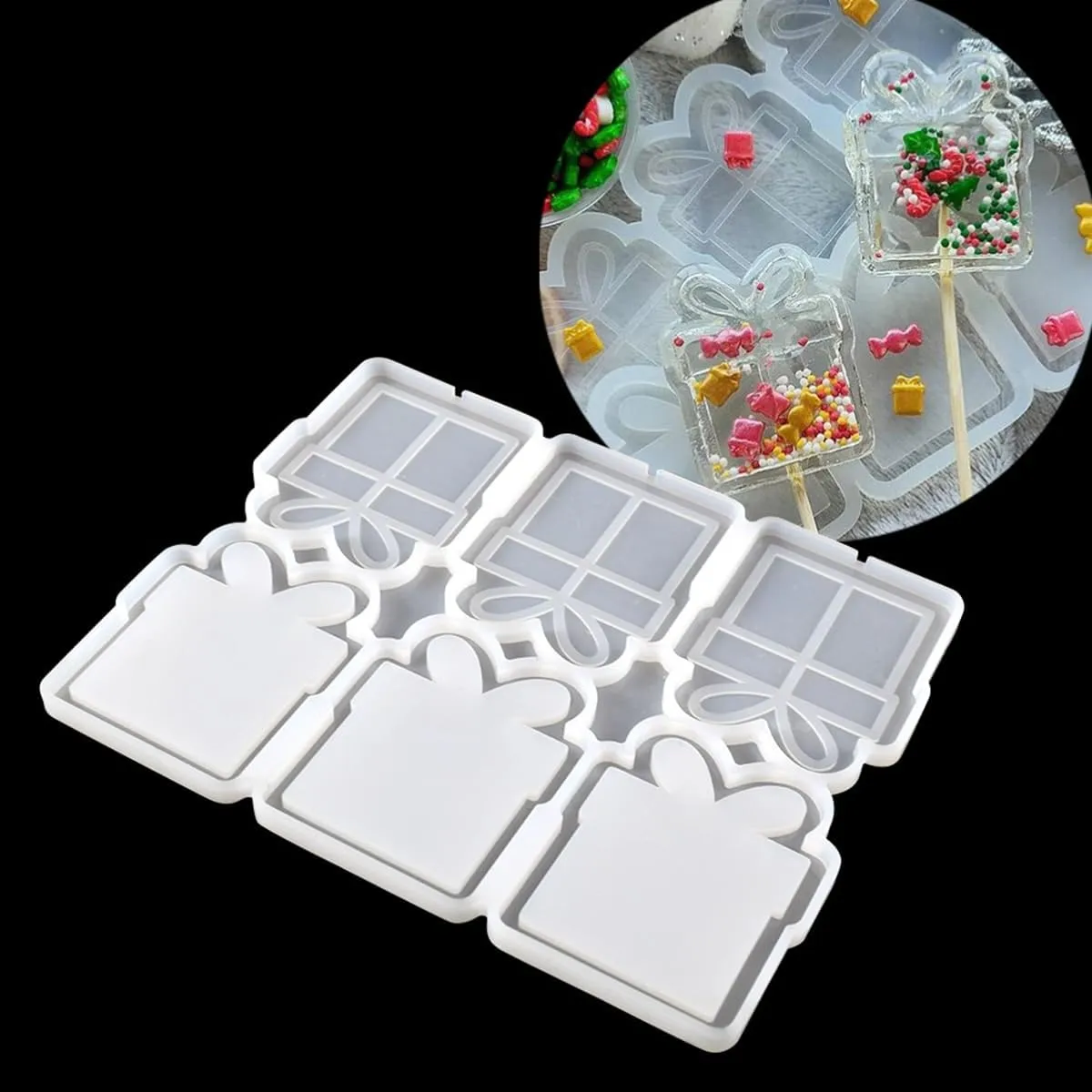 mostsom Christmas Bag Design Epoxy Lollipop Mold Diy Craft Chocolate Silicone Mould Cake Decorating Tools Kitchen Fondant 2pcs (O_ Christmas Gift Bag)