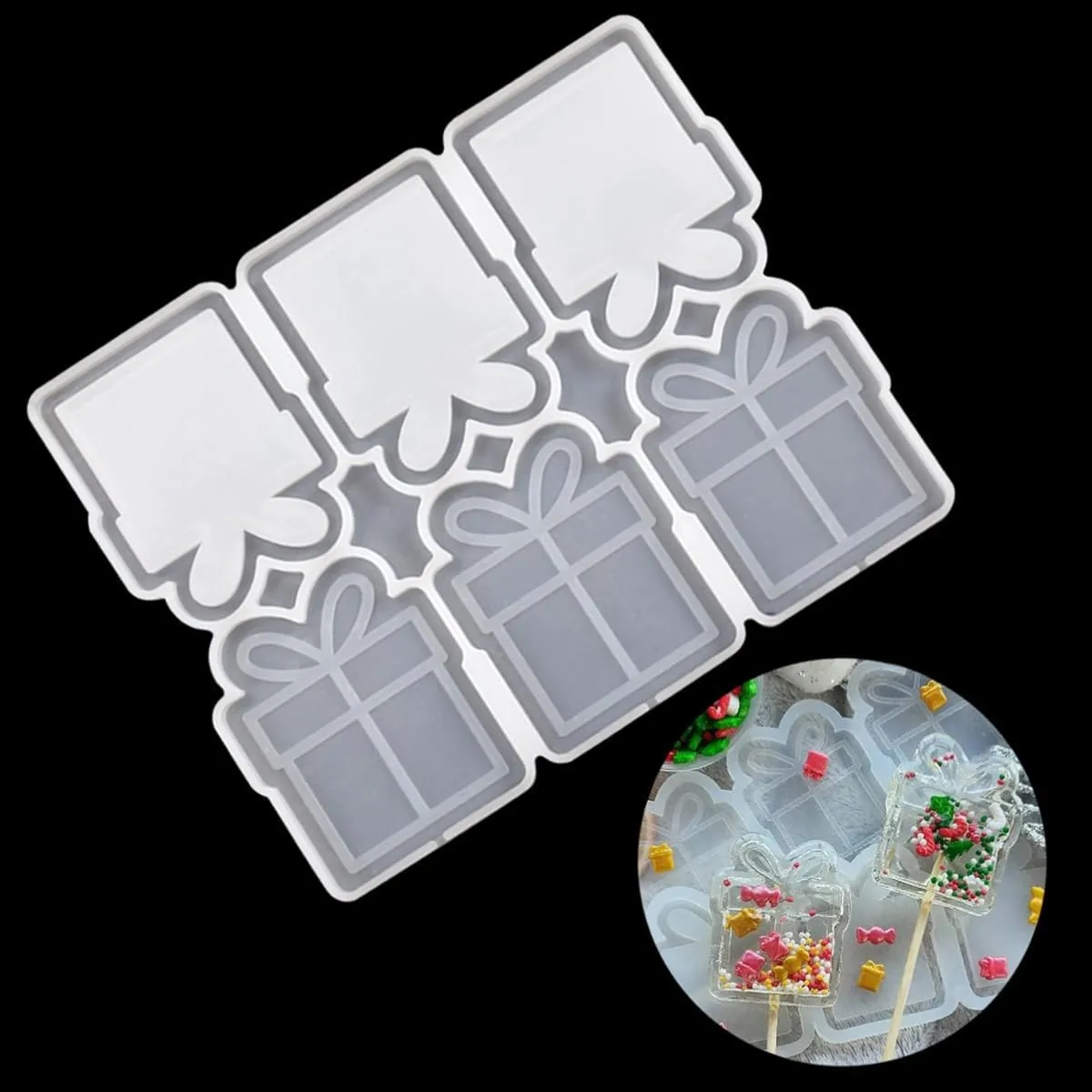 mostsom Christmas Bag Design Epoxy Lollipop Mold Diy Craft Chocolate Silicone Mould Cake Decorating Tools Kitchen Fondant 2pcs (O_ Christmas Gift Bag)
