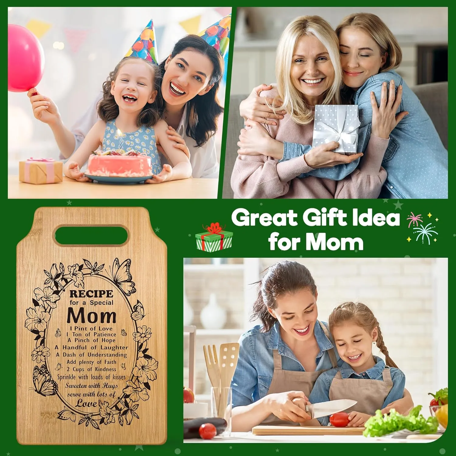 Mothers Day Gifts for Mom From Daughter Son,Mom Birthday Gifts for New Mother,Best Mom Ever Gifts,Unique Mom To Be Step Mom Bonus Mom Birthday Christmas Presents Ideas,Cool Mom Kitchen Cutting Board