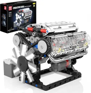 Mould King 10088 V8 Engine Model Kit Build Your Own STEM Mini V8 Model Engine Building Blocks Sets That Works for Adults & Kids Age 14 , 535Pcs