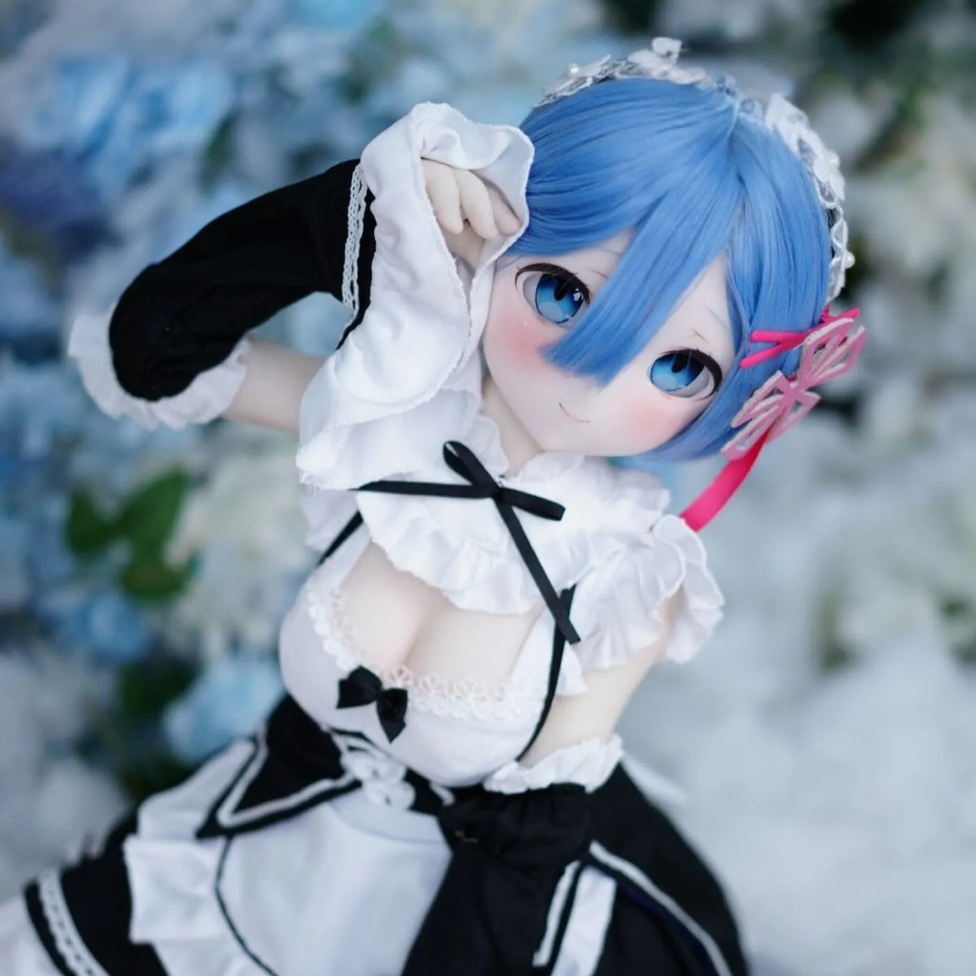 Mozu Rem&Ram 1/2 Female Seamless Re:Zero Action Figures Full Silicone Material, JYDOLL 85cm Flexible Figure Dolls for Cosplay/Photography/Arts (Wig) (Rem)