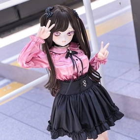 Mozu Doll Yuri 1/2 Female Seamless Jirai Kei Fashion Action Figures Silicone Material, 115cm Flexible Figure Doll for Cosplay/Photography/Arts (Wig)