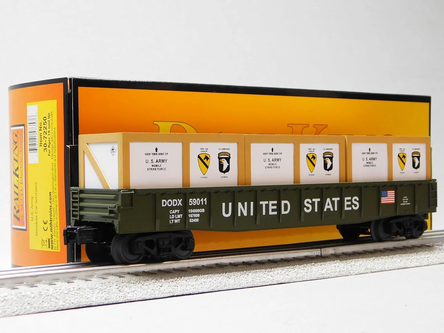 MTH RAILKING US Army Gondola CAR W/CRATES O Gauge 30-72250