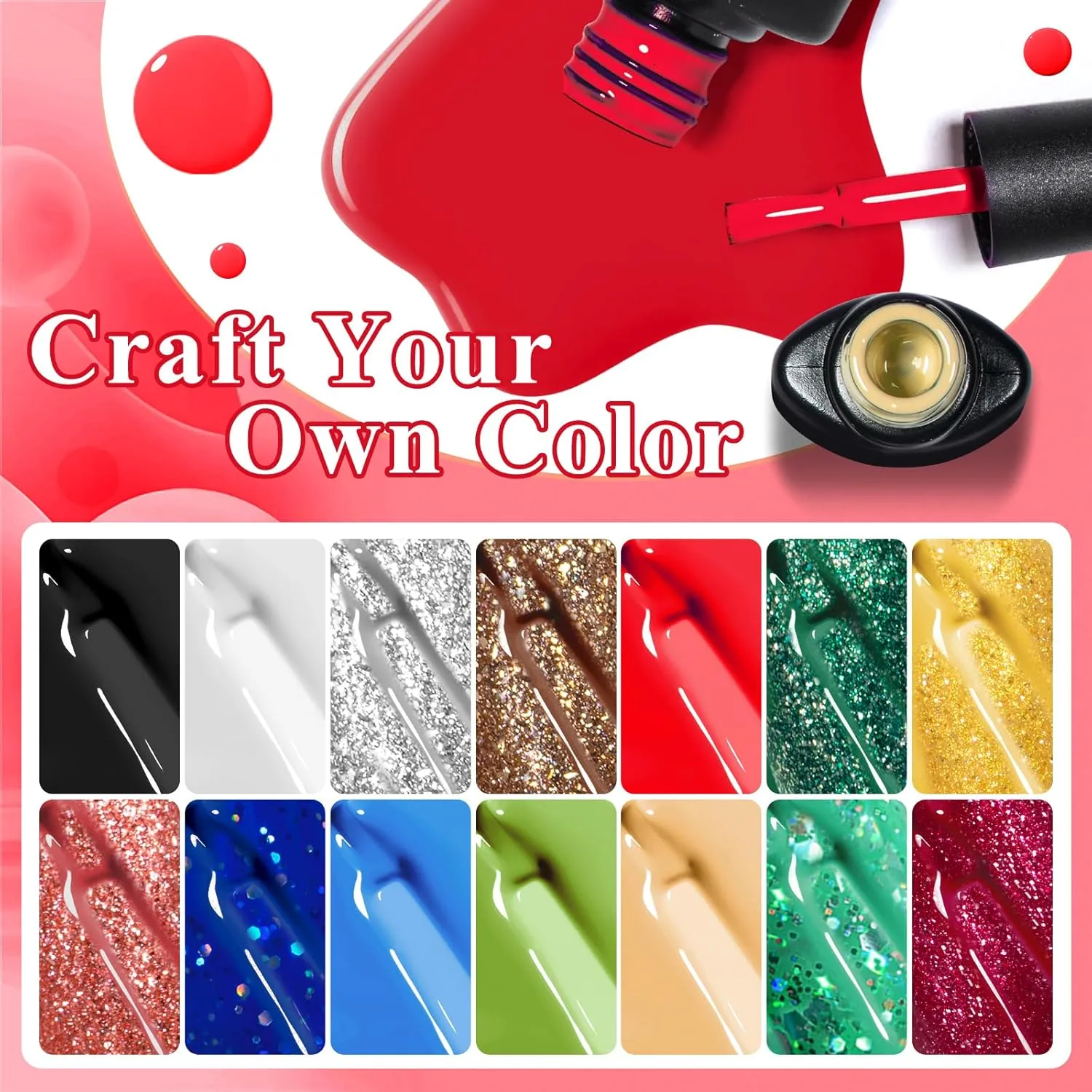 MTSSII Neon Gel Nail Polish Set 18pcs Reflective Glitter Gel Polish Kit with Gel Top Coat Top Coat Gel Nail Polish Blue Red Green Polish Nail Art Design DIY Gift for Girls Women