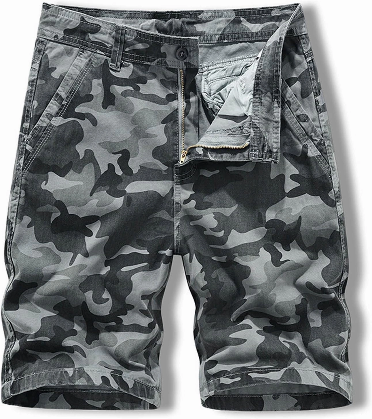 Muscularfit Camo Shorts for Men 2023 Casual Cotton Camouflage Buckle Zipper Cargo Shorts Outdoor Fashion Sport Tooling Shorts