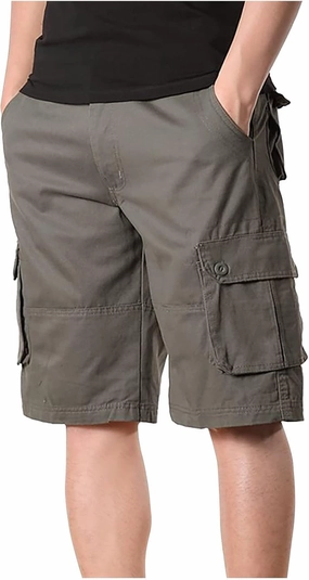 Muscularfit Linen Shorts for Men 2023 Solid Multi Pockets Cargo Shorts Regular Fit Buckle Zipper Sport Utility Tooling Shorts