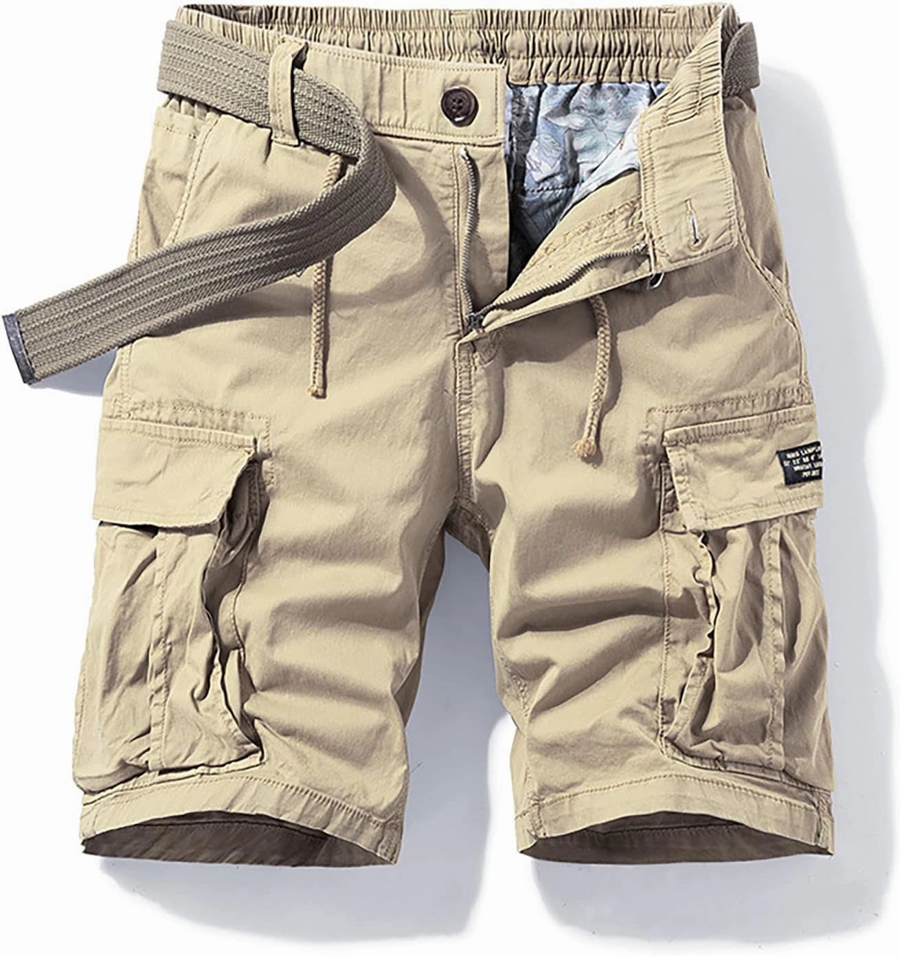 Muscularfit Linen Shorts Men 2023 Regular and Big & Tall Fashion Outdoor Cargo Shorts Summer Drawstring Elastic Waist Shorts