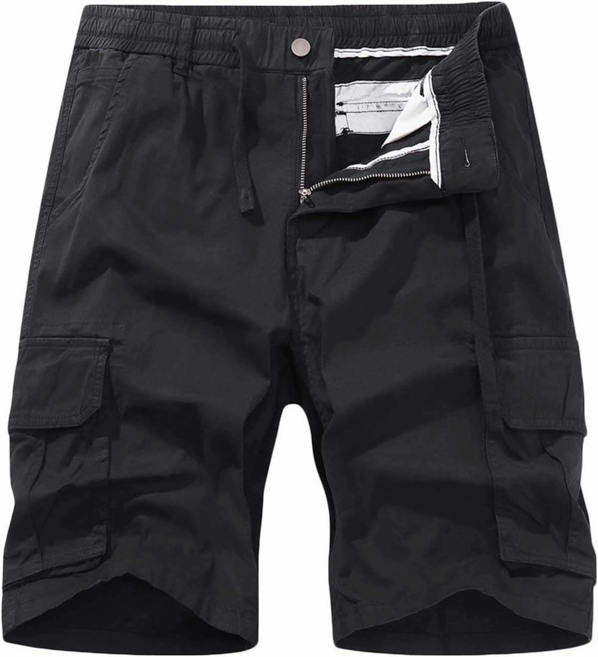 Muscularfit Men Shorts Cotton Drawstring Elastic Waist Cargo Shorts Multi Pockets Casual Work Utility Shorts Outdoor Fashion