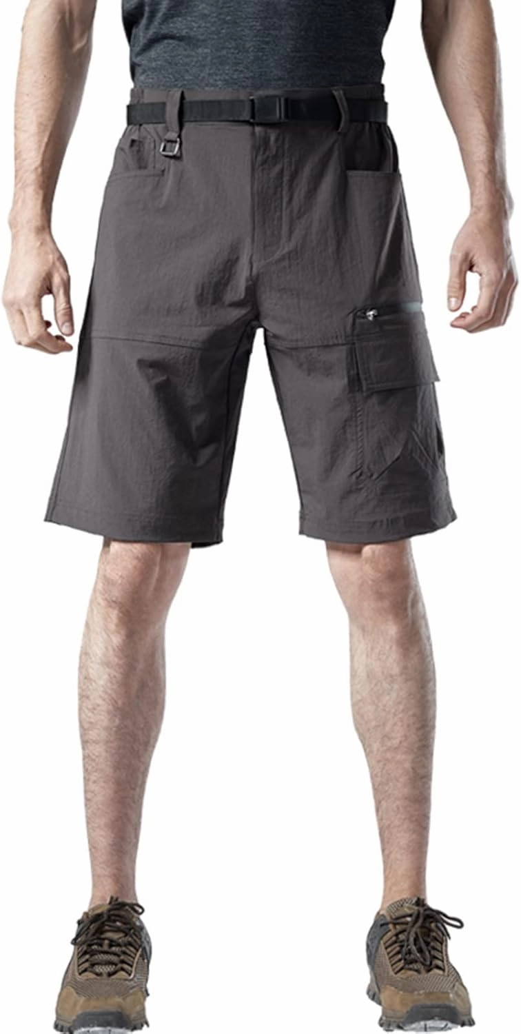 Muscularfit Mens Big and Tall Shorts Elastic Waist Multi Pocket Cargo Shorts Casual Summer Solid Tooling Shorts Athletic Pant