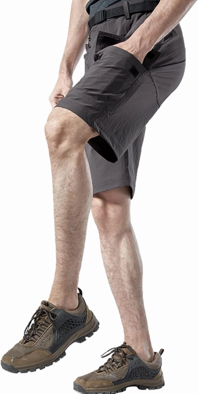 Muscularfit Mens Big and Tall Shorts Elastic Waist Multi Pocket Cargo Shorts Casual Summer Solid Tooling Shorts Athletic Pant