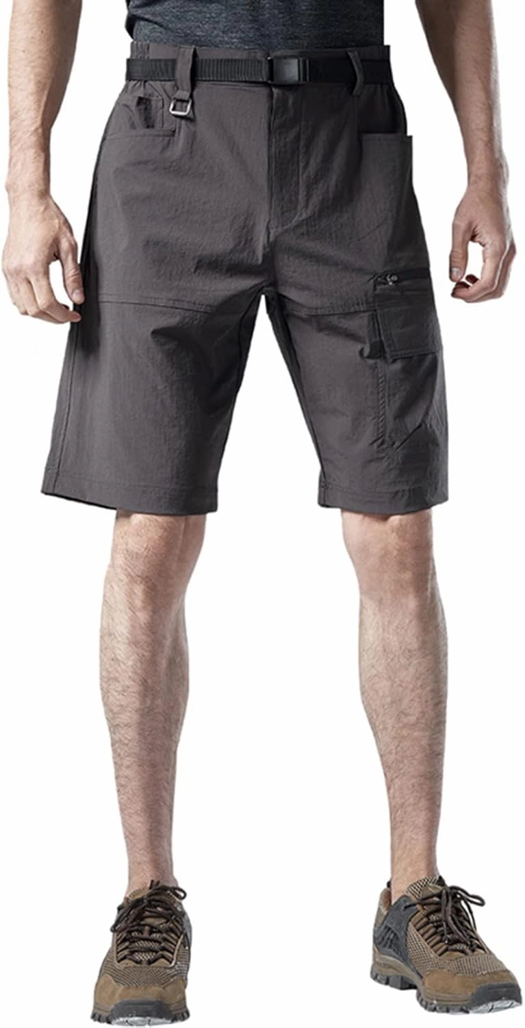 Muscularfit Mens Big and Tall Shorts Elastic Waist Multi Pocket Cargo Shorts Casual Summer Solid Tooling Shorts Athletic Pant