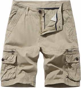 Muscularfit Mens Gym Shorts with Pockets Casual Cotton Buckle Zipper Solid Tooling Shorts Big and Tall Work Utility Shorts