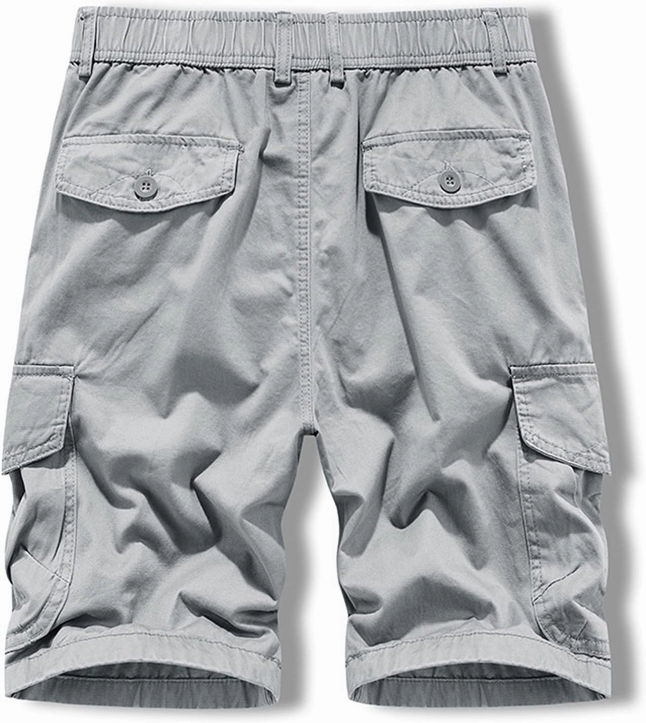 Muscularfit Mens Lightweight Shorts Summer Waist-Relaxer Drawstring Cargo Shorts with Pockets Flat-Front Cotton Linen Shorts