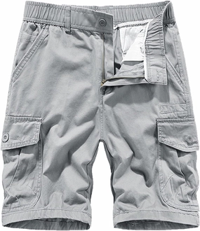 Muscularfit Mens Lightweight Shorts Summer Waist-Relaxer Drawstring Cargo Shorts with Pockets Flat-Front Cotton Linen Shorts