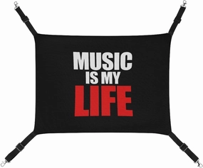 Music is My Life Cat Hanging Hammock Soft Breathable Pet Cage Dog Hammock with Adjustable Straps and Metal Hooks