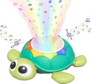 Musical Baby Crawling Toy - Turtle or Elephant Sensory Toy - 5 in 1 Multifunctional with Lighting and Sound, Tummy Time Toy, Gifts for 18  Months Toddlers Kids (Turtle)