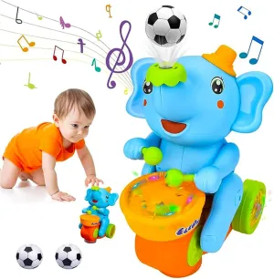 Musical Elephant Crawling Baby Toy 6-12-18 Months, Infant Tummy Time Toys Development, Light up Music Birthday Toy Gifts for Toddler Boy Girl 7 8 9 10 11 Month 1 2 3 4 5 6 7 Years Old