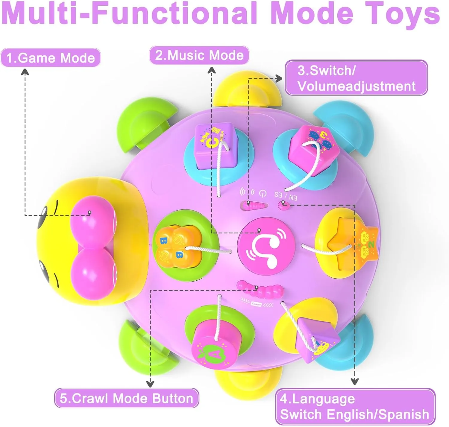 Musical Ladybug Baby Toys 6-12 Months, Infant Early Educational Learning Montessori Toy for 1  Year Old Girl, First Birthday Gift Toys for 7 8 9 10 11 Months Newborn Girls (Purple)