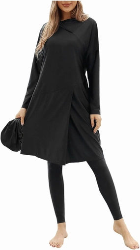 Muslim Swimsuits for Women Modest Islamic Arabic Swimwear Burkini Full Cover Hijab Top Pants Set with Swim Hat
