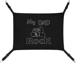 My Dad Rock Cat Hanging Hammock Soft Breathable Pet Cage Dog Hammock with Adjustable Straps and Metal Hooks