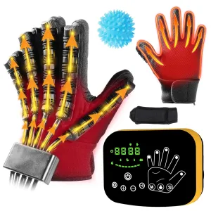 MZU Rehabilitation Robot Glove - Heating Robot Gloves, Hand Function Rehab Training Device, Electric Hand Exerciser, Stroke Glove, Black