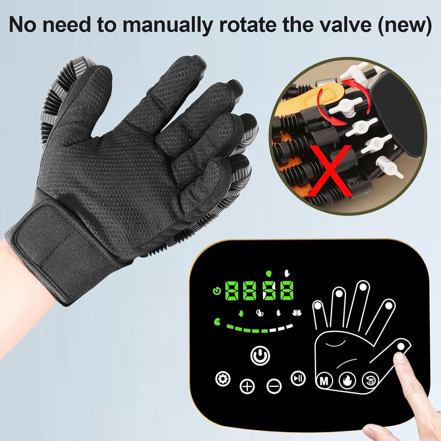 MZU Rehabilitation Robot Glove - Heating Robot Gloves, Hand Function Rehab Training Device, Electric Hand Exerciser, Stroke Glove, Black
