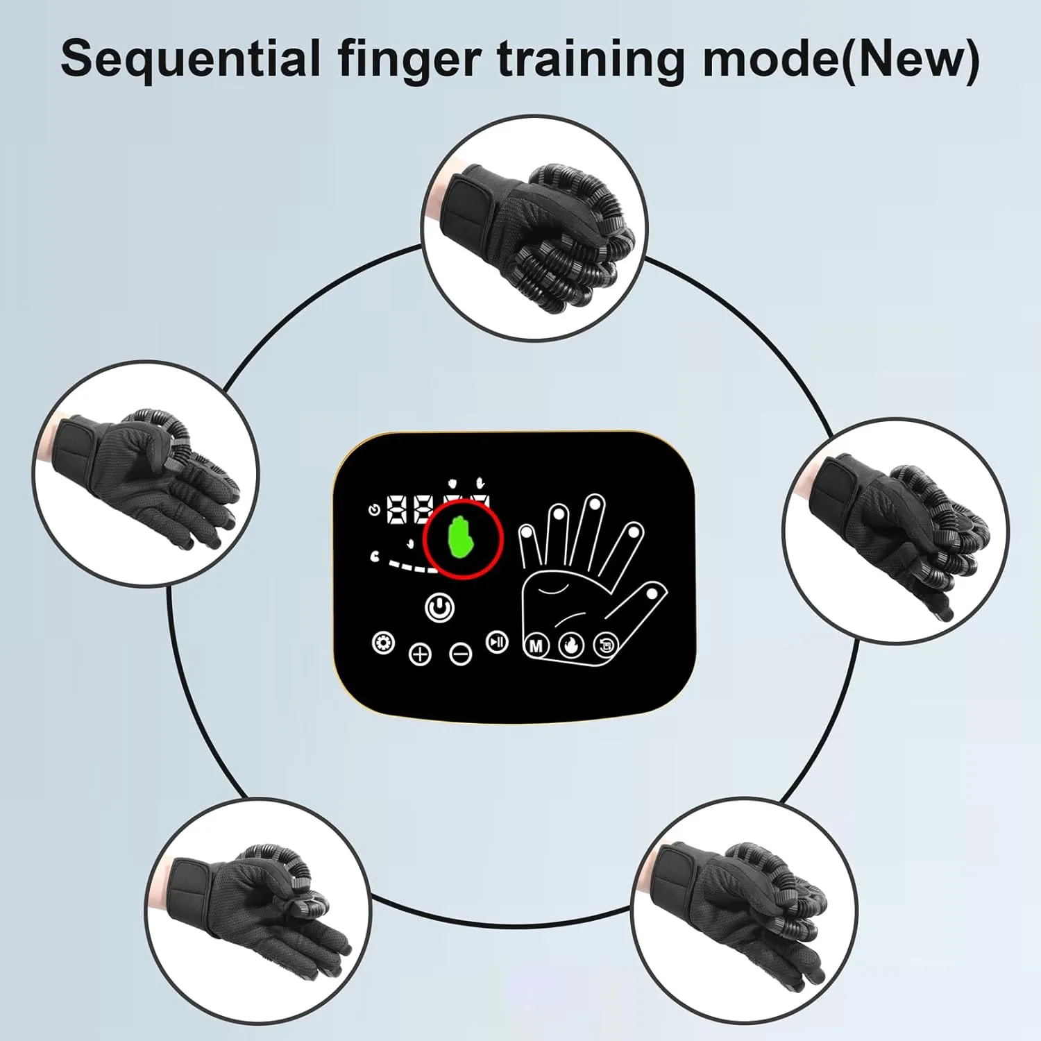 MZU Rehabilitation Robot Glove - Heating Robot Gloves, Hand Function Rehab Training Device, Electric Hand Exerciser, Stroke Glove, Black