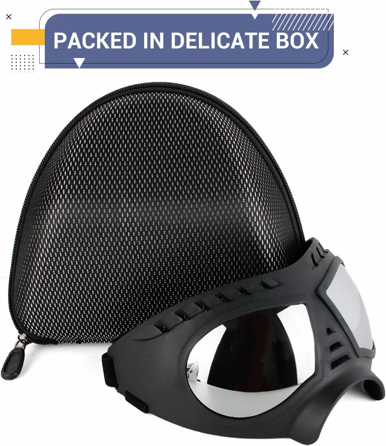 Namsan Dog Goggles for Large Dogs, Wide Snout & Soft Frame, Tactical Driving Sunglasses for Dogs Medium to Large Breed, Anti-UV Dog Eye Protection, Windproof Dustproof, Adjustable, Black