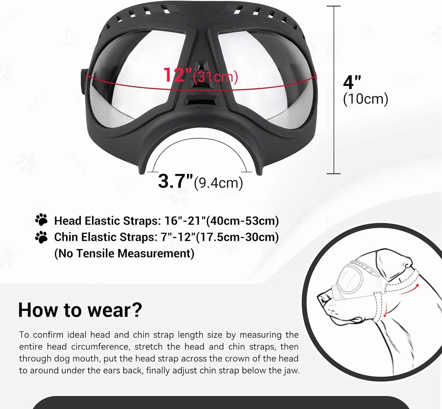 Namsan Dog Goggles for Large Dogs, Wide Snout & Soft Frame, Tactical Driving Sunglasses for Dogs Medium to Large Breed, Anti-UV Dog Eye Protection, Windproof Dustproof, Adjustable, Black