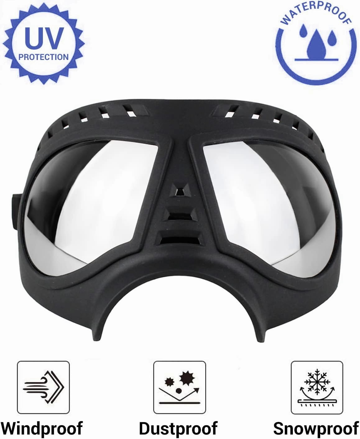 Namsan Dog Goggles for Large Dogs, Wide Snout & Soft Frame, Tactical Driving Sunglasses for Dogs Medium to Large Breed, Anti-UV Dog Eye Protection, Windproof Dustproof, Adjustable, Black