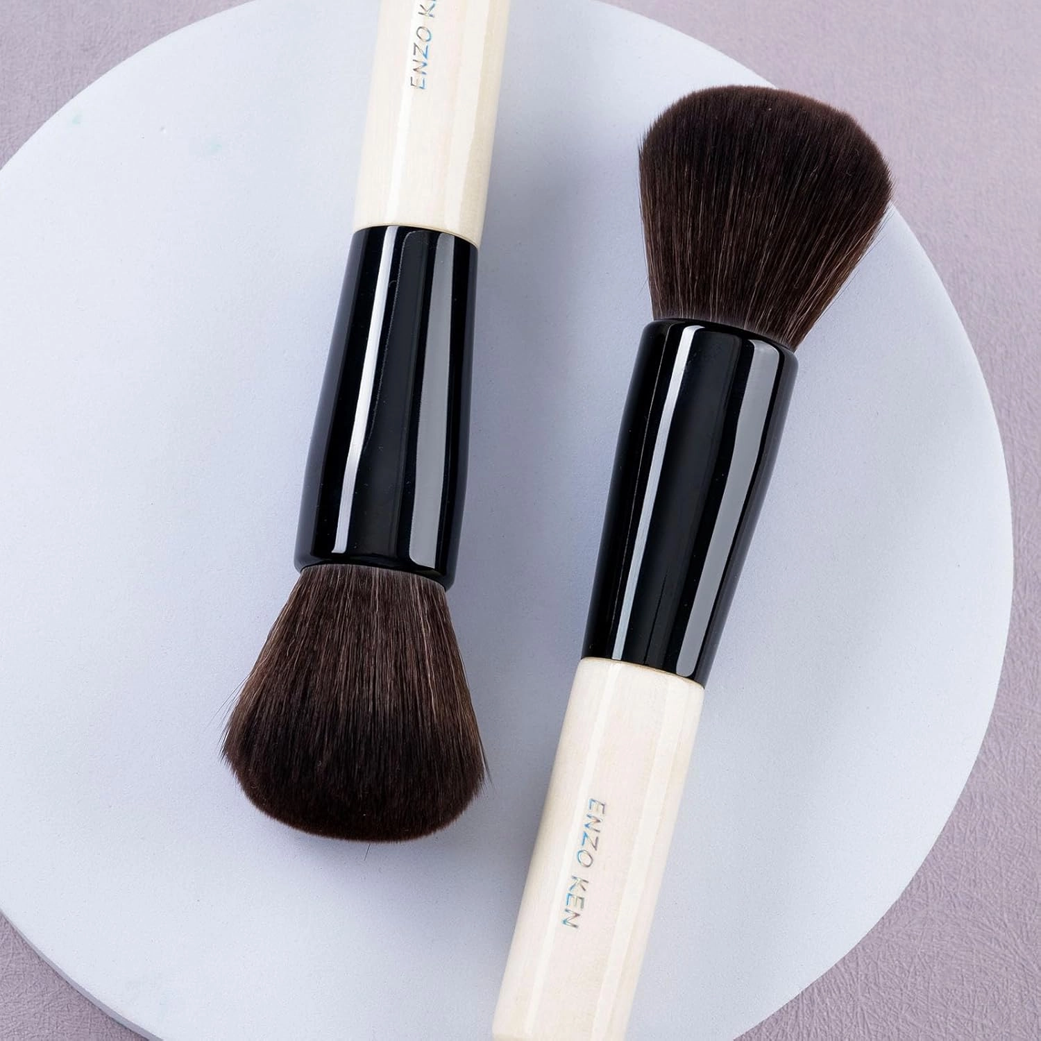 Natural Black Goat Hair Kabuki Powder Brush, Natural Hair Blush Brush & Contour Brush, Natural Face Powder Brush, Natural Bristle Makeup Brushes for Powder Contour and Bronzer (K804)