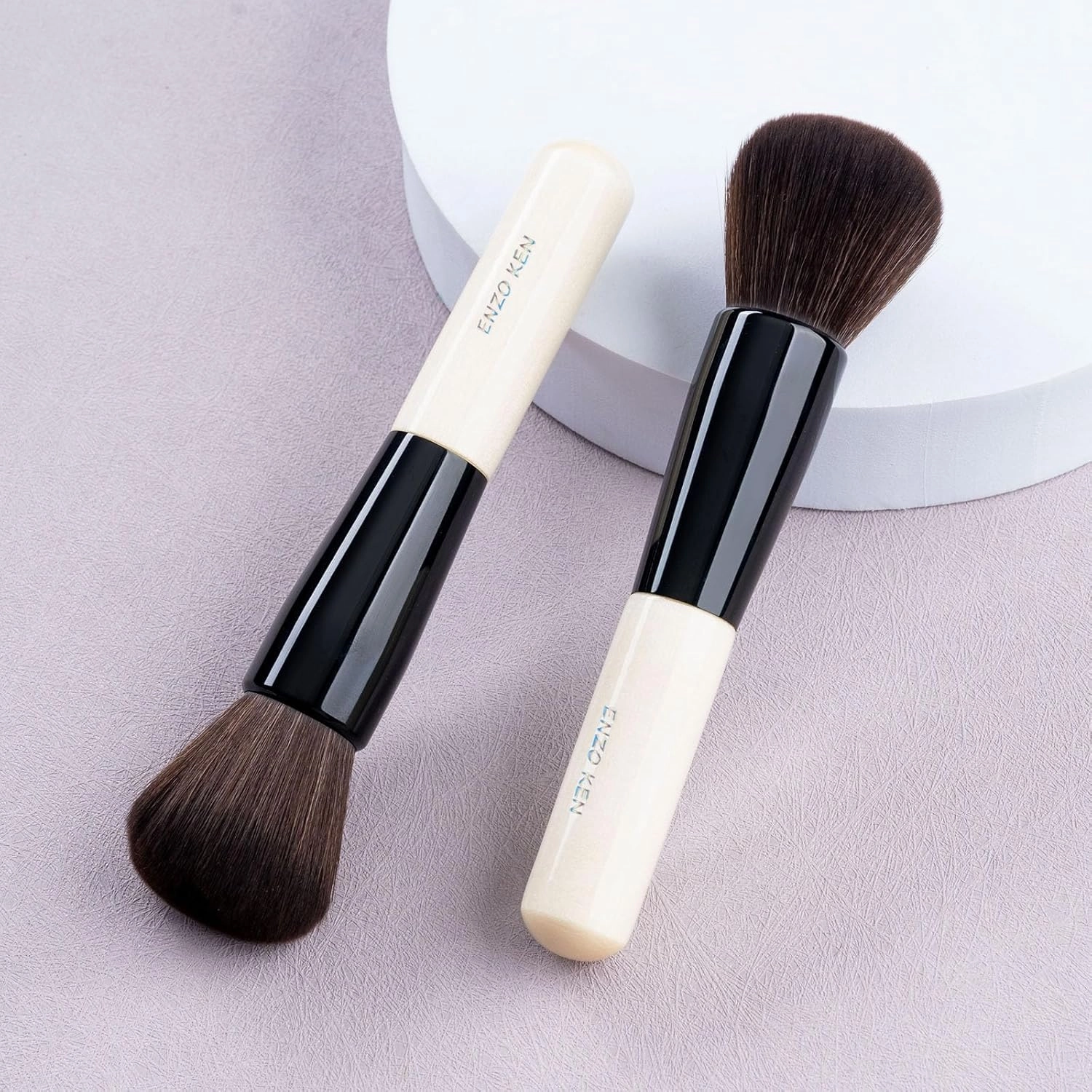Natural Black Goat Hair Kabuki Powder Brush, Natural Hair Blush Brush & Contour Brush, Natural Face Powder Brush, Natural Bristle Makeup Brushes for Powder Contour and Bronzer (K804)
