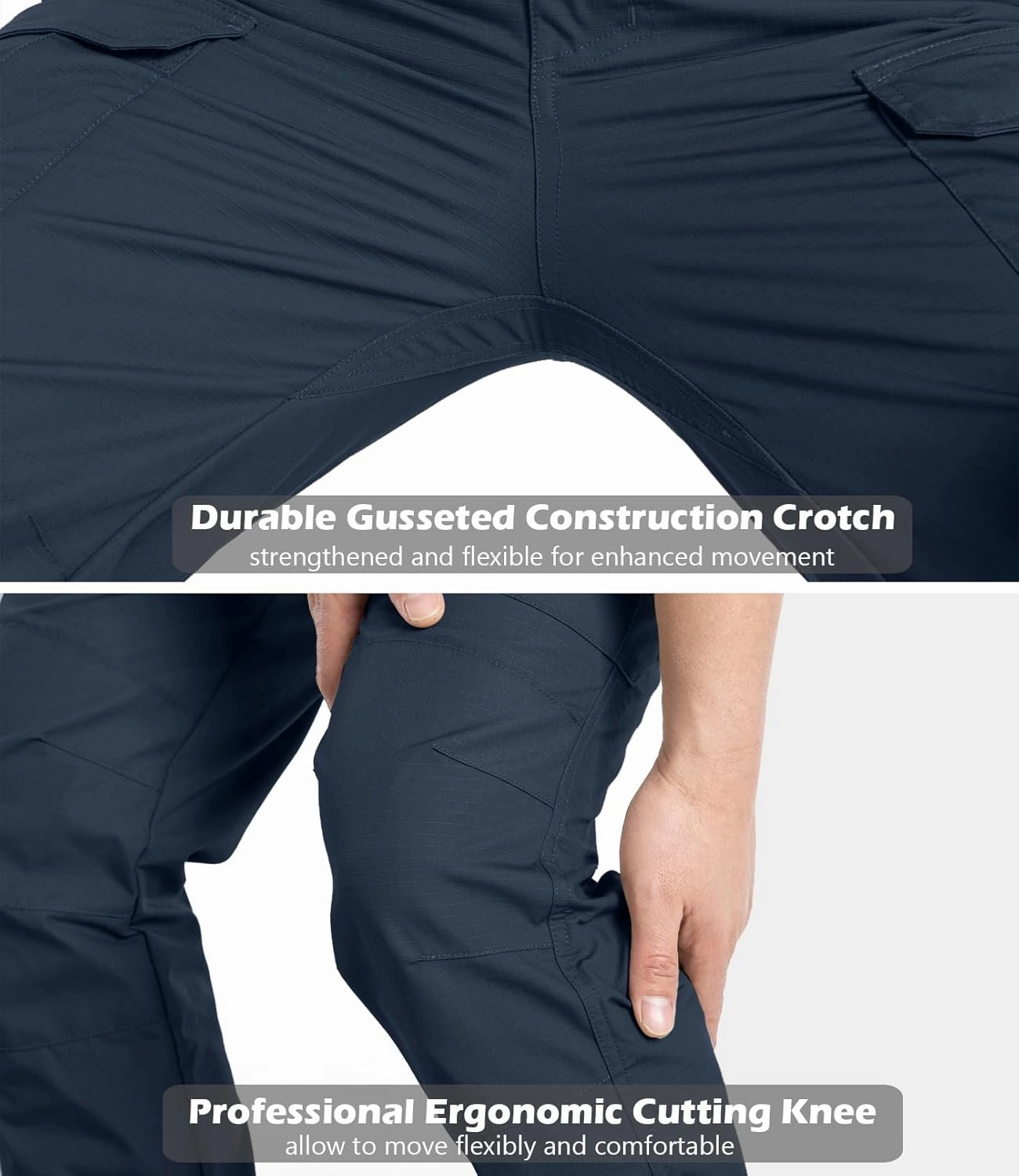 NAVEKULL Men's Outdoor Tactical Pants Lightweight Ripstop Military Hiking Work Cargo Pants with 9 Pockets