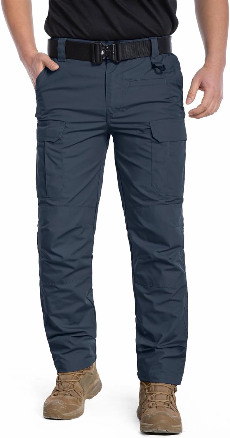NAVEKULL Men's Outdoor Tactical Pants Lightweight Ripstop Military Hiking Work Cargo Pants with 9 Pockets