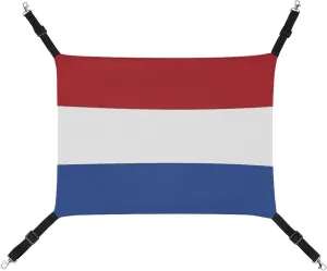 Netherlands Flag Cat Hanging Hammock Soft Breathable Pet Cage Dog Hammock with Adjustable Straps and Metal Hooks