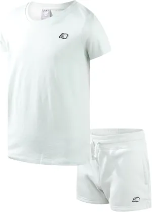 New Balance Girls' Shorts Set - 2 Piece Short Sleeve Crewneck Logo Graphic Tee Shirt and French Terry Shorts (Sizes: 7-16), Size 10-12, Clay Ash