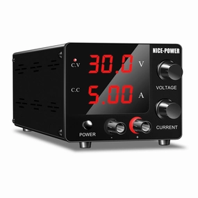 NICE-POWER DC Power Supply Variable, 30V 5A Adjustable Switching Regulated Power Supply with Encoder, Upgraded 3-Digits LED Display, Mini Regulated DC Bench Power Supply